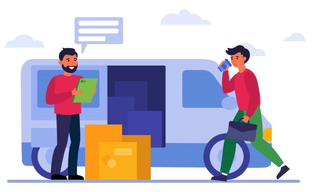 courier-delivered-boxes-businessman_74855-6333 Cargo Service Illustration